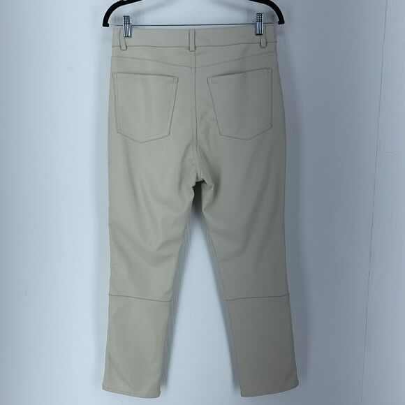 H&M Womens 10 Faux Leather Trousers Pants High Rise Festival Biker Moto Party - Picture 6 of 8